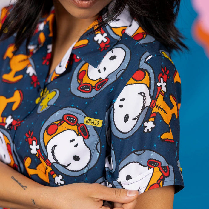 RSVLTS Peanuts Women's Short Sleeve Shirt Peanuts "Snoopy in Space" – Women's KUNUFLEX Short Sleeve Shirt Peanuts "Snoopy in Space" – Women's KUNUFLEX Short Sleeve Shirt