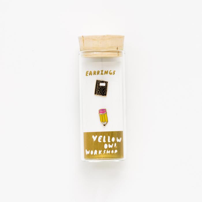 Pencil & Composition Notebook Stud Earrings