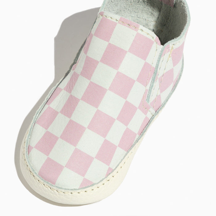 Petal Pink Check Slip On Baby Shoe Slip On Soft Sole