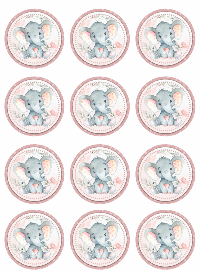 Pink Baby Elephant Edible Images
