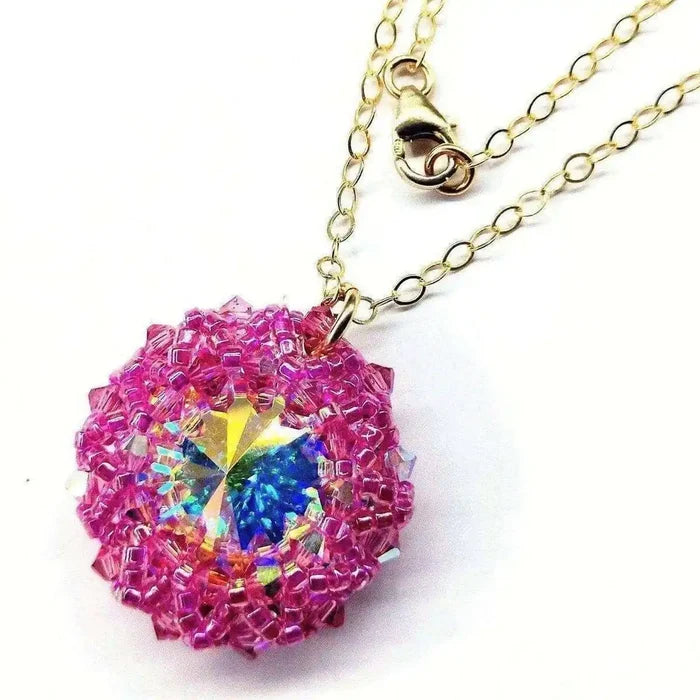 AMD1015 Pink Beaded Super Sparkly Rivoli Crystal NecklaceJewelryNecklace$ 94.00Alexa Martha Designs