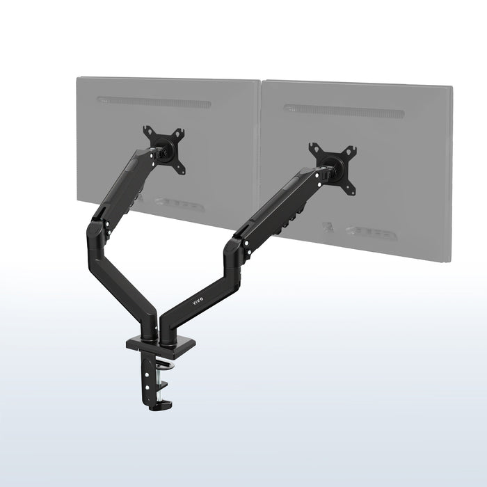Heavy Duty Pneumatic Arm White Dual Monitor Desk Mount