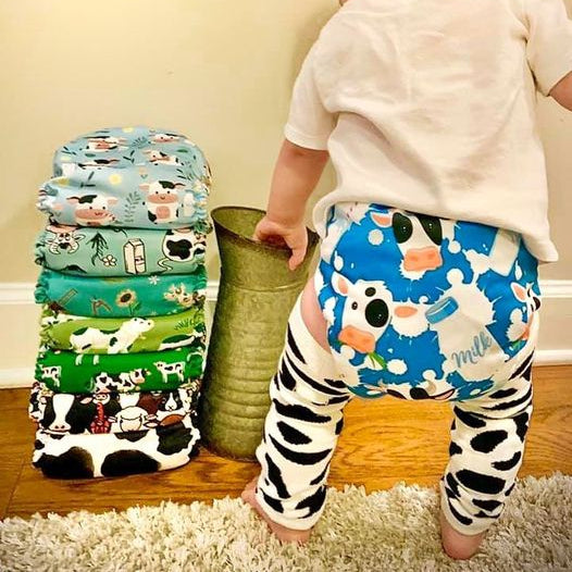 POCKET DIAPER 3.0 WITH INSERTS - 6 PACK(Happy Moo Time)