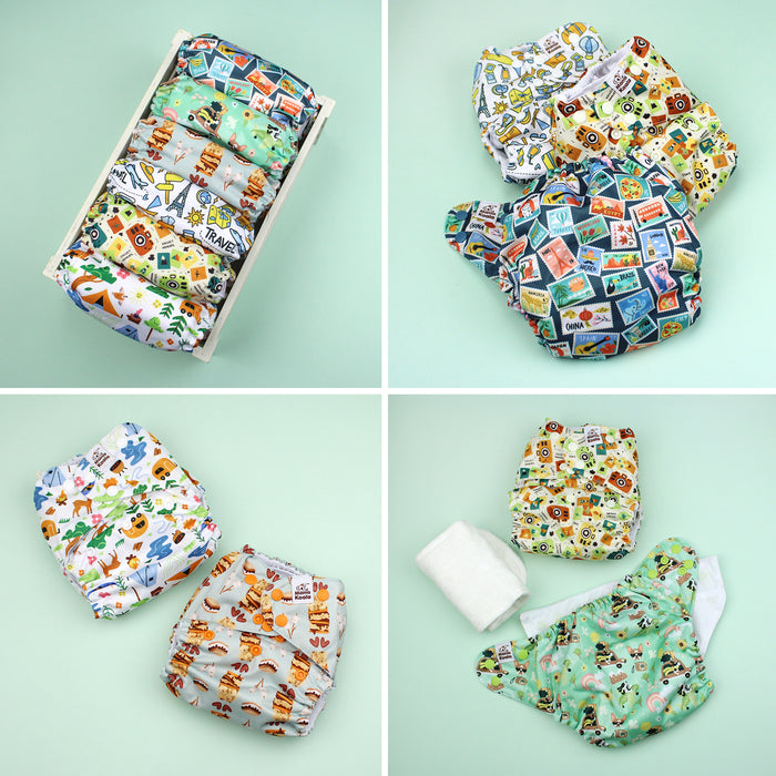POCKET DIAPER 3.0 WITH INSERTS - 6 PACK(Little Camper)
