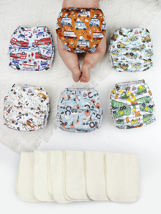 POCKET DIAPER 3.0 WITH INSERTS - 6 PACK(Vroom Crews)