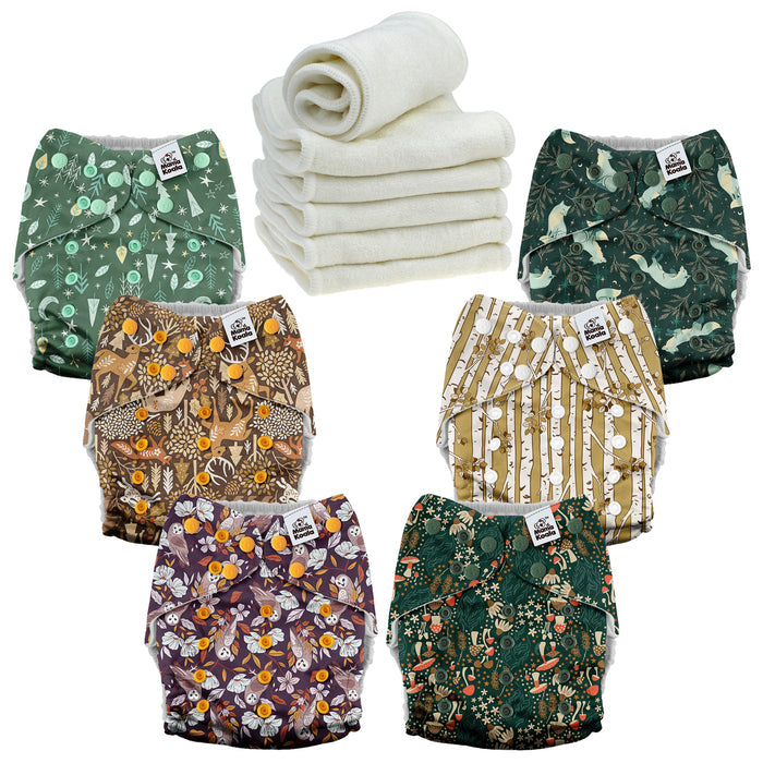 POCKET DIAPER 3.0 WITH INSERTS - 6 PACK(Wild Gentle Ones)