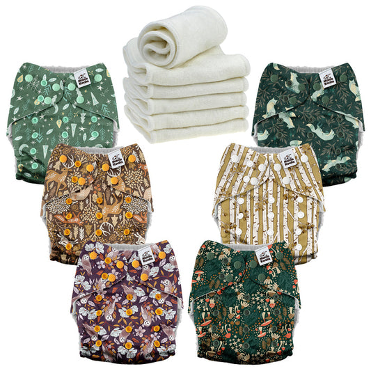 POCKET DIAPER 3.0 WITH INSERTS - 6 PACK(Wild Gentle Ones)