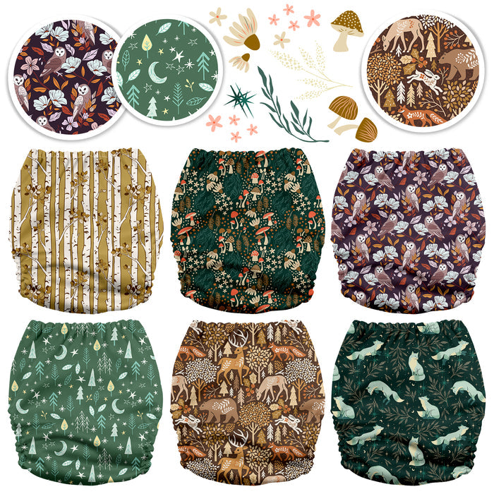POCKET DIAPER 3.0 WITH INSERTS - 6 PACK(Wild Gentle Ones)