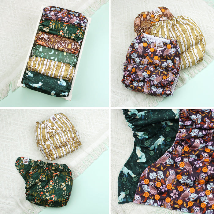 POCKET DIAPER 3.0 WITH INSERTS - 6 PACK(Wild Gentle Ones)
