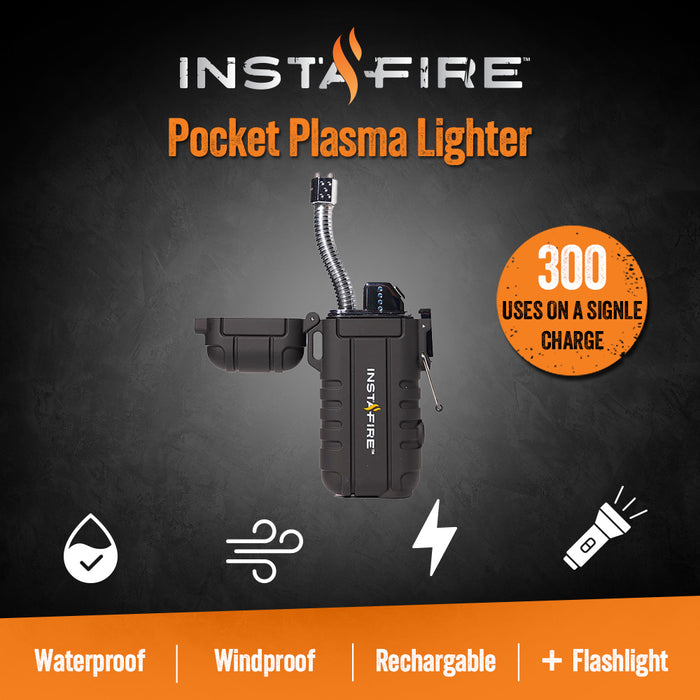Pocket Plasma Lighter with Flashlight by InstaFire (100 lumens)