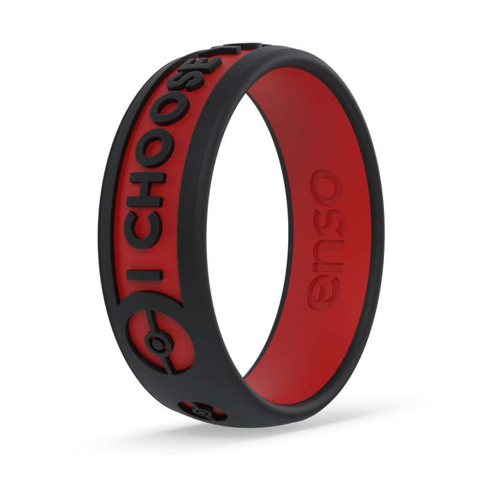 Pokemon Silicone Ring - Poké Ball - Obsidian/Red