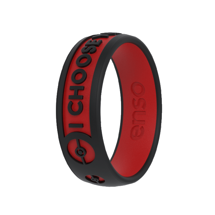 Pokemon Silicone Ring - Poké Ball - Obsidian/Red