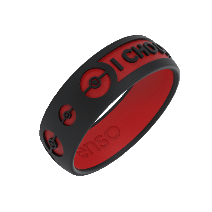 Pokemon Silicone Ring - Poké Ball - Obsidian/Red