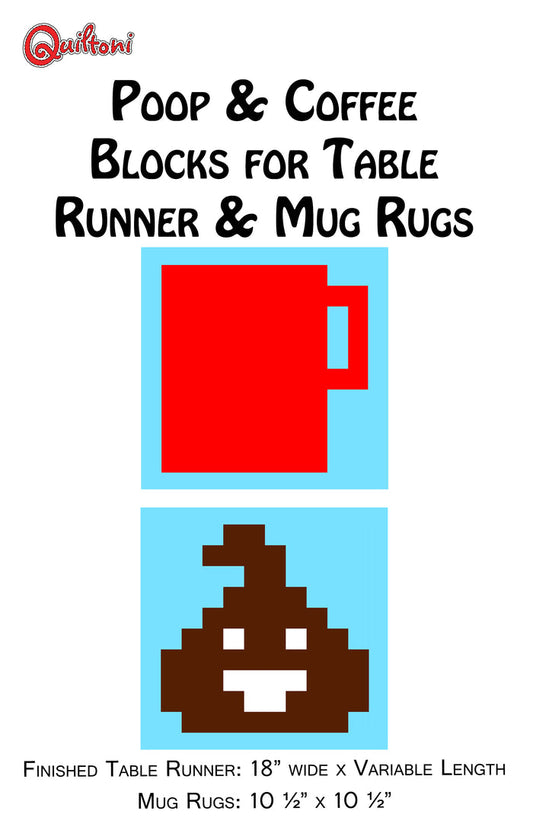 Poop and Coffee Minis - Blocks and Mug Rugs Pattern PDF