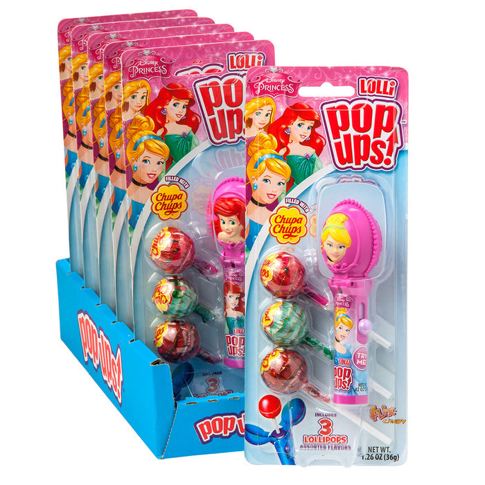 Pop Ups Lollipop Princess 1.26oz Blister Pack - 6ct