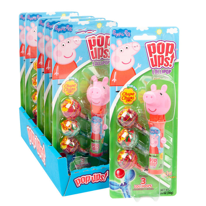 Pop Ups Lollipops Peppa Pig 1.26oz Blister Pack - 6ct