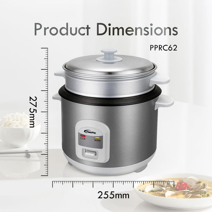 PowerPac 0.6L Rice Cooker with Steamer (PPRC62)