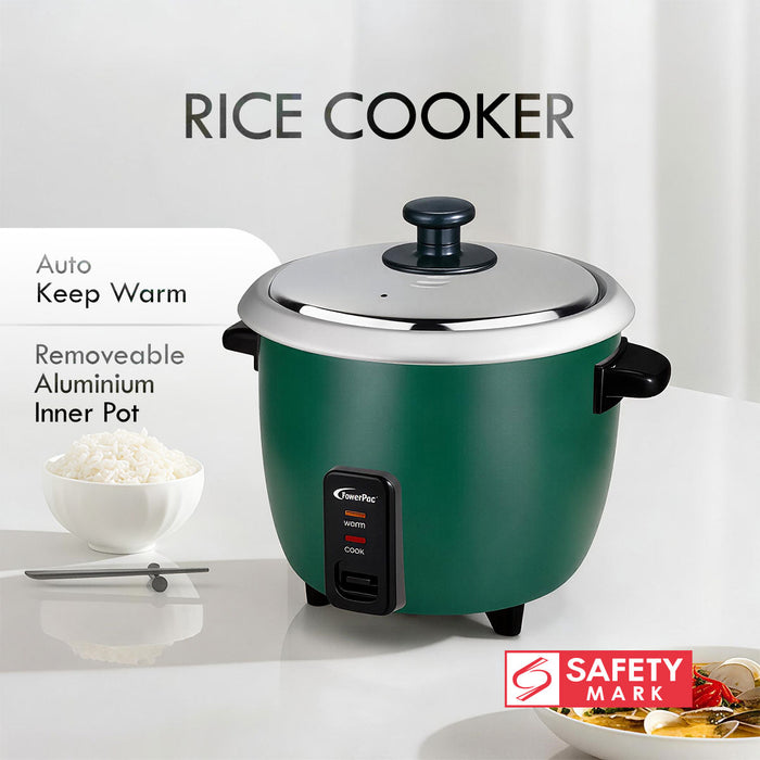 PowerPac 1.5L Rice Cooker with Aluminium Inner Pot (PPRC6) Green