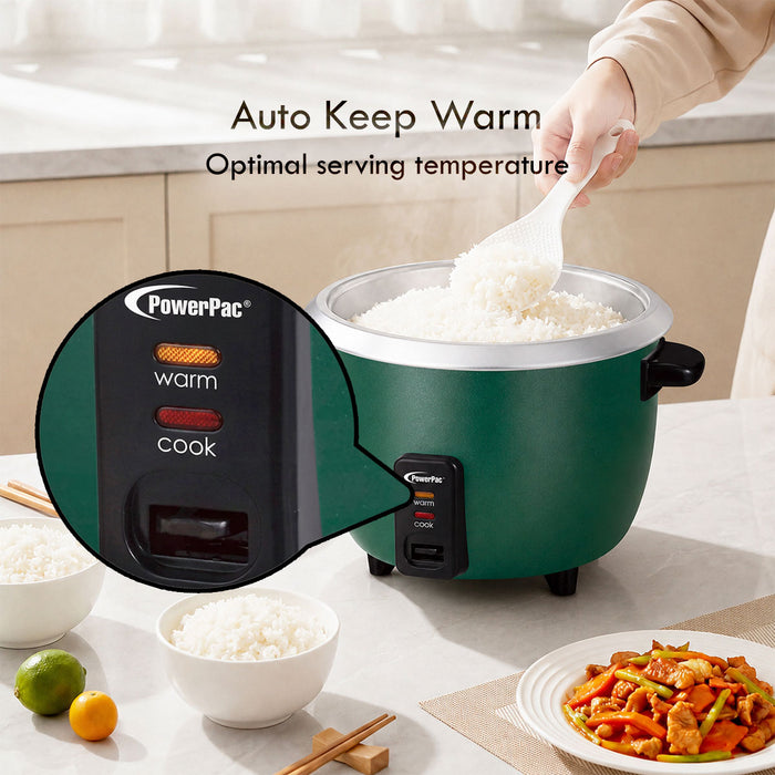 PowerPac 1.5L Rice Cooker with Aluminium Inner Pot (PPRC6) Green