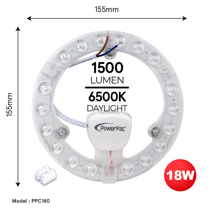 PowerPac LED Ceiling Lamp, Ceiling Light, Round Light 18 Watts Day light (PPC180)