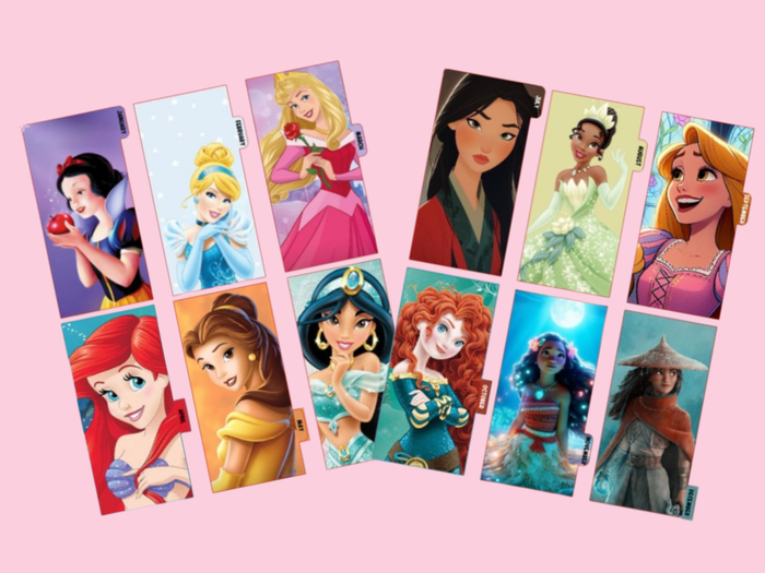 Princess | Monthly Dividers | A6 Rings | 12 month set