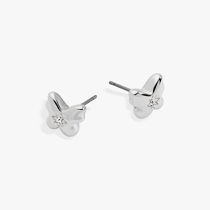 Puffy Butterfly Crystal Stud Earrings