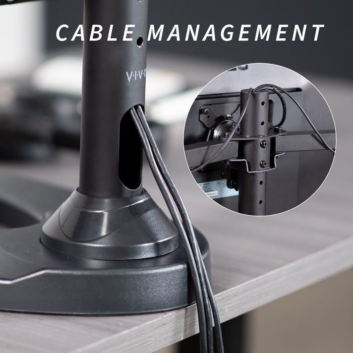 Cable management provided to maintain a clean and organized workspace.