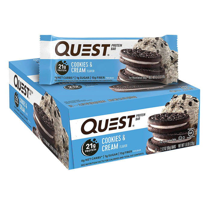 Quest Protein Bar Cookies and Cream - 12 Count 2.1 OZ