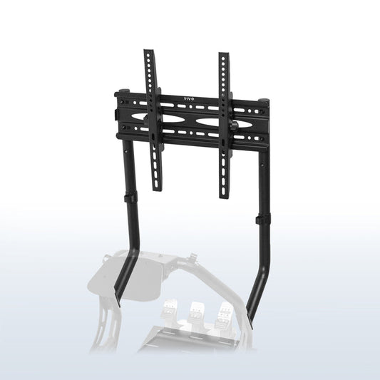 Gaming TV mount for racing simulator cockpit seat.