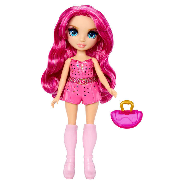 Rainbow High My Fashion Style Stella dressed in pink with a pink purse on a white background