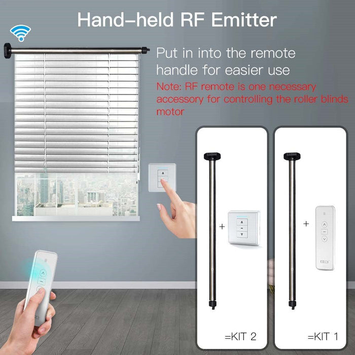 Rechargeable Tubular Roller Blind Motor RF433 Remote Control - MOES