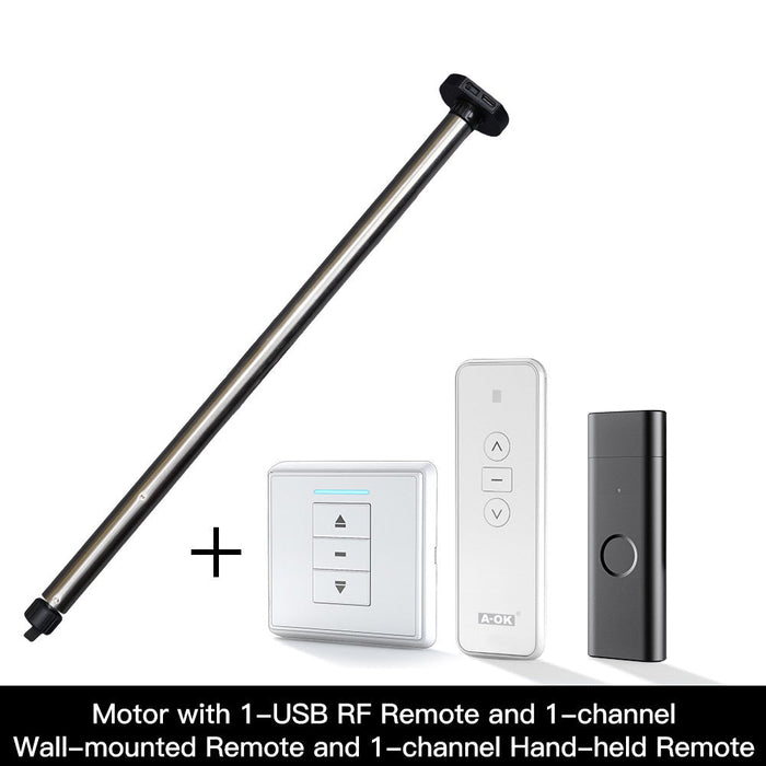 1 Motor with 1 channel hand-held remote and 1 channel wall-mounted remote and 1 USB RF remote