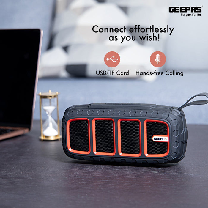 Portable Bluetooth Speaker Rechargeable MP3 Player USB/TF/AUX/FM/TWS Speakers Geepas | For you. For life.