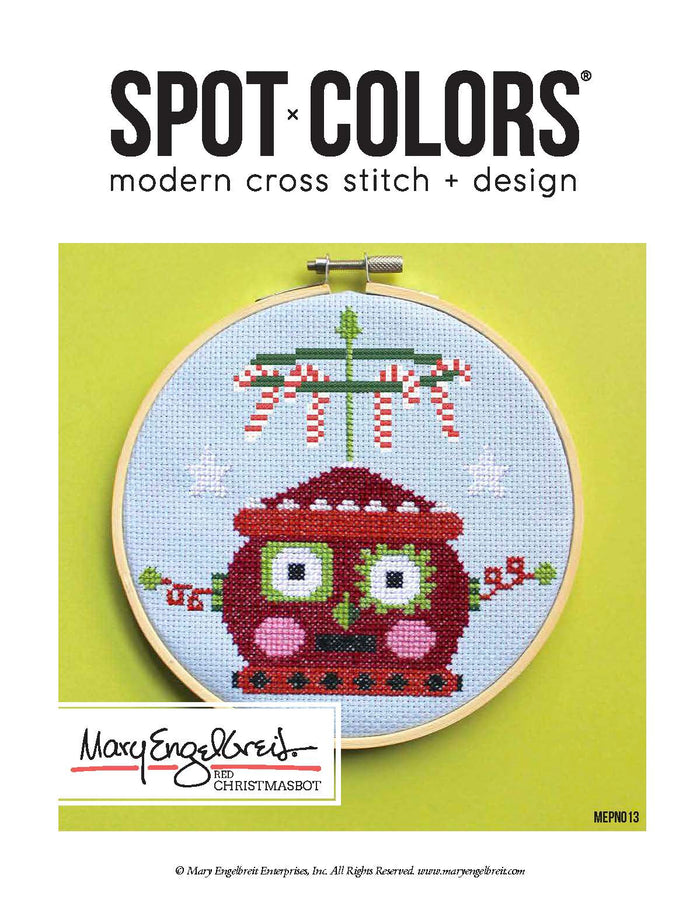 Red Christmas Robot Counted Cross Stitch Leaflet