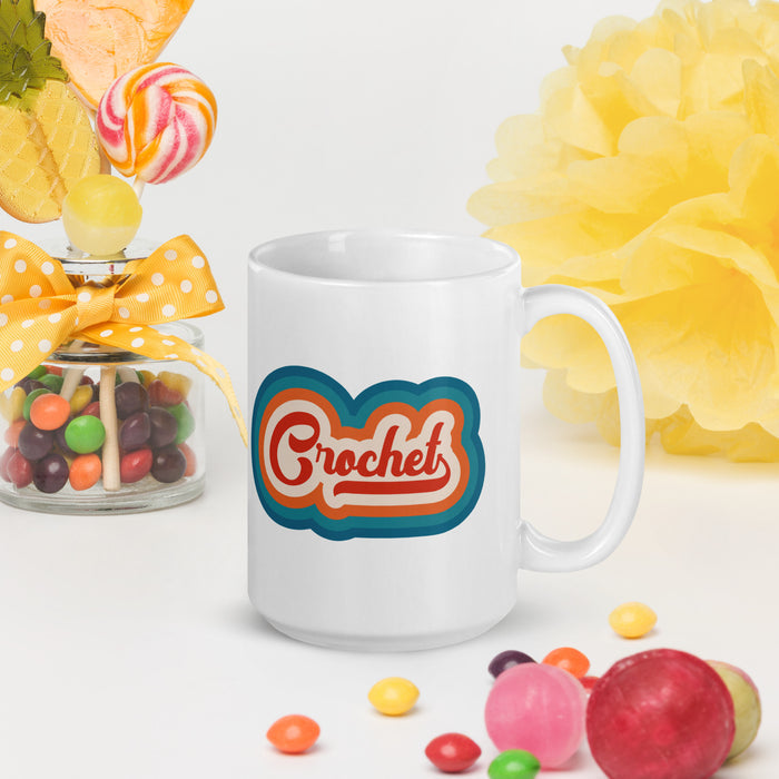 Retro Crochet - White Glossy Mug