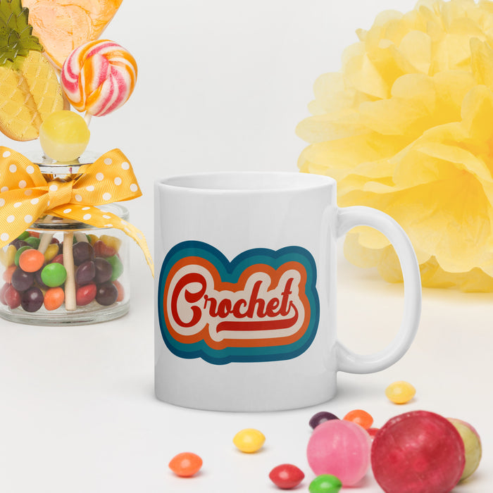 Retro Crochet - White Glossy Mug