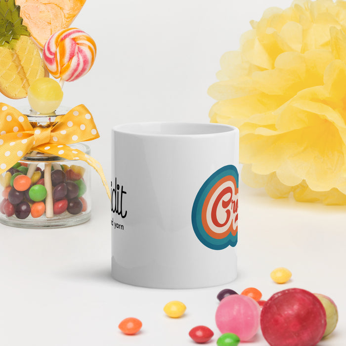 Retro Crochet - White Glossy Mug