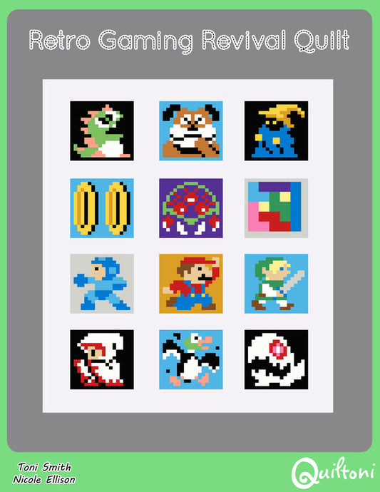 Retro Gaming Revival Quilt: A 12 Block Video Game Themed Quilt Pattern PDF