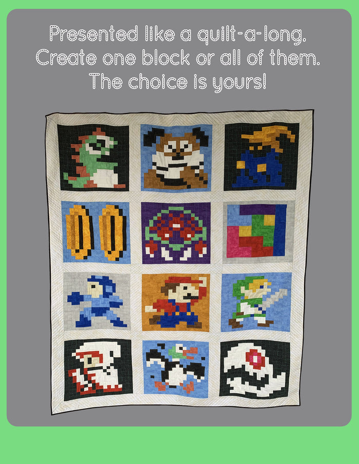 Retro Gaming Revival Quilt: A 12 Block Video Game Themed Quilt Pattern PDF