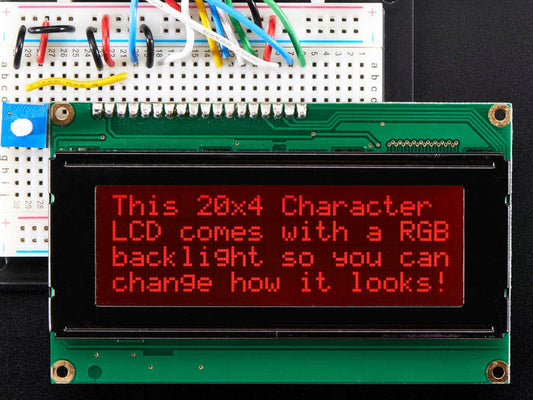RGB backlight negative LCD 20x4 + extras (RGB on black) by The Pi Hut - The Pi Hut