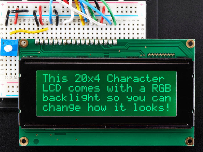 RGB backlight negative LCD 20x4 + extras (RGB on black) by The Pi Hut - The Pi Hut