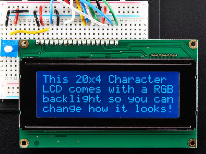 RGB backlight negative LCD 20x4 + extras (RGB on black) by The Pi Hut - The Pi Hut