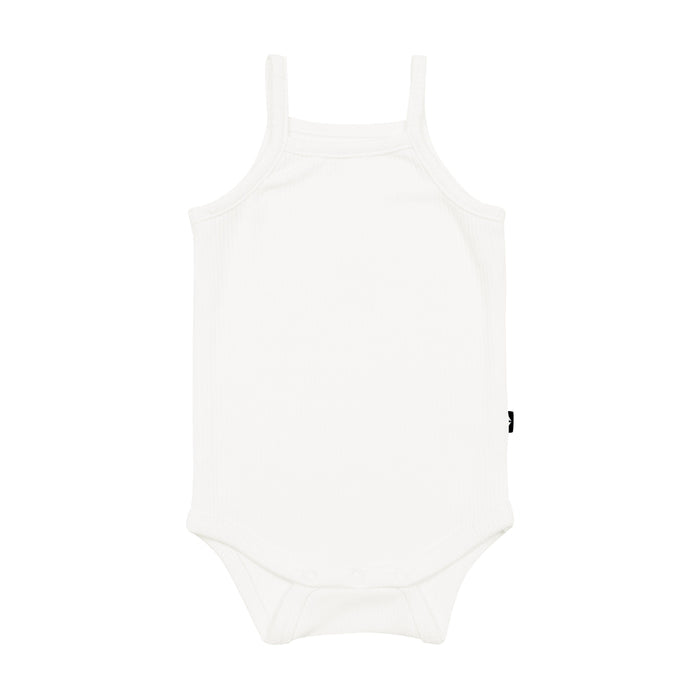 Kyte Baby Ribbed Spaghetti Strap Bodysuit in Cloud