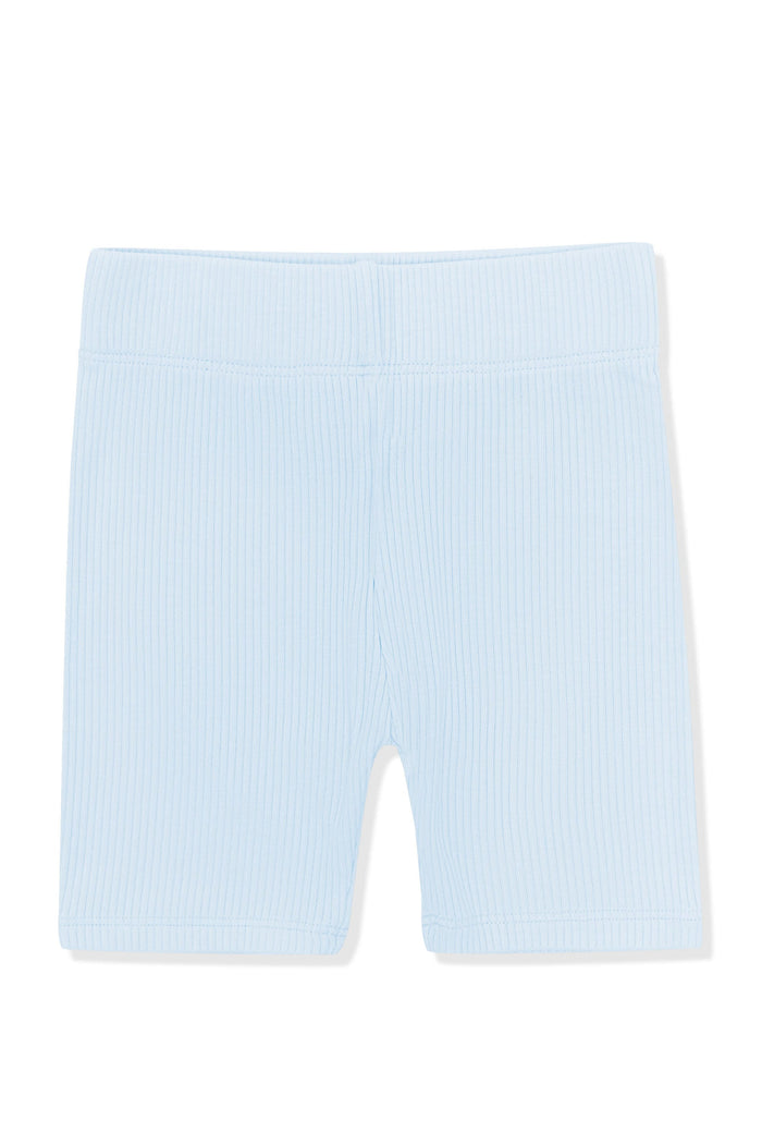 Product photo of the Ribbed Toddler Biker Shorts in Breeze on a white background