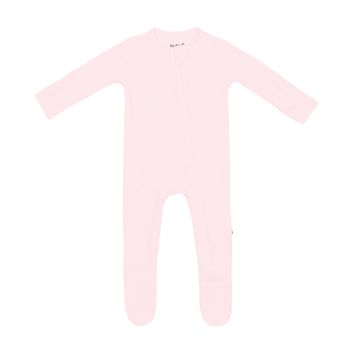 Kyte Baby Ribbed Zipper Footie in Sakura pink
