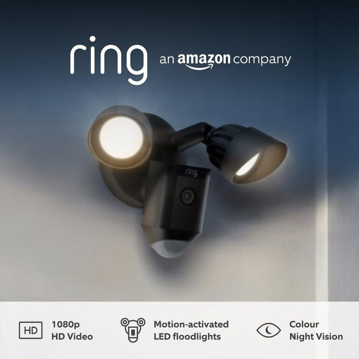 Ring Floodlight Cam Wired Plus Black | B08F6HMZ7C Ring Euronics Ireland