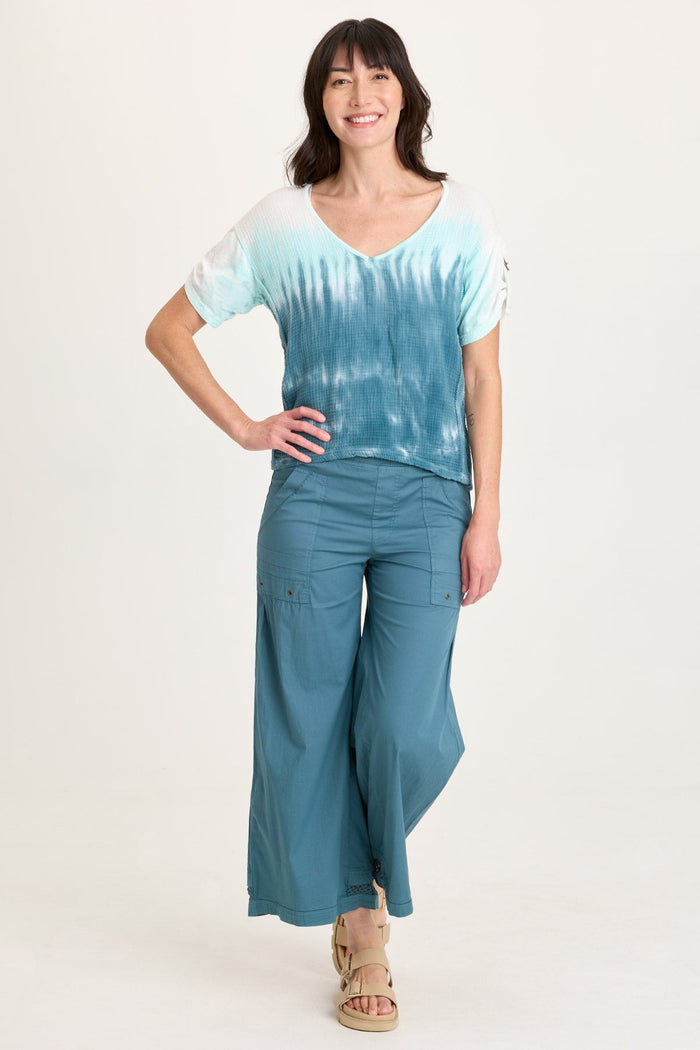 XCVI Roel Poplin/Mesh Gaucho Crop