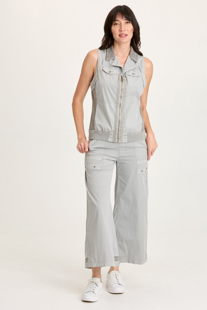 XCVI Roel Poplin/Mesh Gaucho Crop
