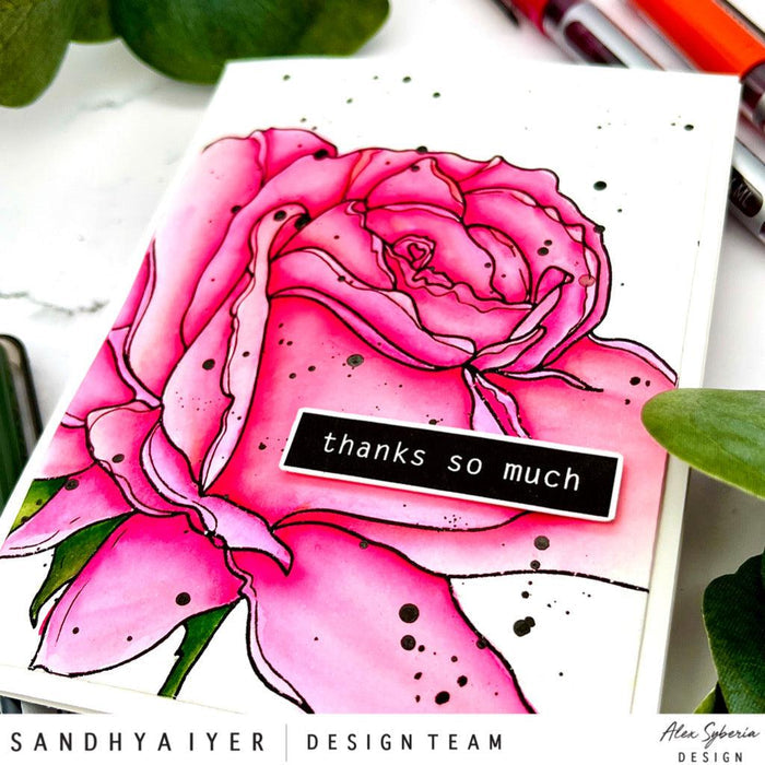 Rose Close-up A2 Card Panel Digi Stamp - Alex Syberia Designs