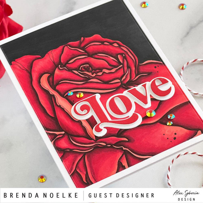 Rose Close-up A2 Card Panel Digi Stamp - Alex Syberia Designs